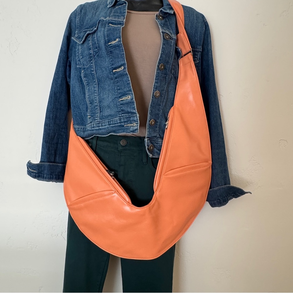 The SASH Orange Faux Vegan Leather Shoulder Purse Travel Sling Crossbody
Boho
